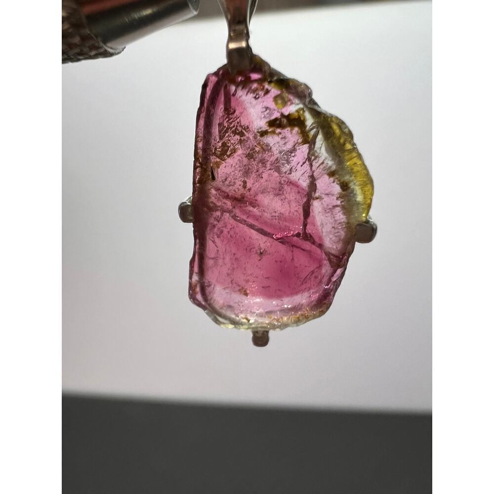 NEW Watermelon tourmaline sterling silver pendant 1.56 grams